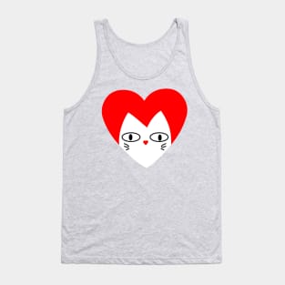 LOVE WHITE CAT Tank Top